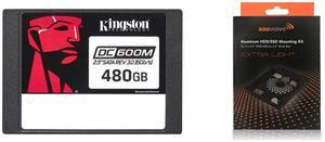 Kingston SEDC600M/1920G DC600M 1.92 TB Solid State Drive - 2.5" Internal - SATA 6 Gb/s- Mixed Use - Server Device Supported - 1.66 DWPD - 3504 TB - 600 MBps - 256-bit AES - Self-Encrypting Drive (SED) AAAwave Aluminum HDD/SSD Mounting Kit F