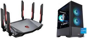 MSI RadiX AXE6600 WiFi 6E Tri-Band Gaming Router  support 2.5GHz/5GHz/6GHz, AI QoS support ABS Cyclone Aqua Gaming PC - Windows 11 - Intel Core i5-13400F - GeForce RTX 4060 - DLSS 4 - AI-Powered Performance - 32GB DDR4 3200MHz - 1TB M.2 NVM