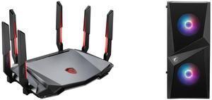 MSI RadiX AXE6600 WiFi 6E Tri-Band Gaming Router  support 2.5GHz/5GHz/6GHz, AI QoS support MSI Codex Z2C Gaming Desktop PC, AMD Ryzen 7 8700F, RTX 4060, 16GB DDR5, 1TB SSD, Windows 11 Home 64-bit, Codex Z2C B8NUC-288US
