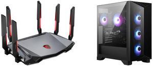 MSI RadiX AXE6600 WiFi 6E Tri-Band Gaming Router  support 2.5GHz/5GHz/6GHz, AI QoS support MSI Gaming Desktop PC Aegis Z2 A8NVP-1447US AMD Ryzen 7 8700F 32GB DDR5 1TB NVMe SSD GeForce RTX 5070 Windows 11 Home Advance