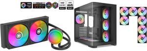 SAMA L40 CPU Liquid Cooler, 240mm AIO Cooler 4pin PWM Quiet Fans - FDB Bearings ARGB Water Cooling, Black CPU Cooler Compatible LGA 1366/115X/2011/1200/1700 and AM4 AM5 SAMA V60 PC Case, Mid-Tower Computer Case, A Curved Tempered Glass, 7 P
