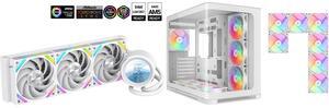 SAMA Q60 White CPU Liquid Cooler, 360MM Liquid Water Cooling with 2.8" LCD Display & XT120 Modular Fans LCP Blade for Enhanced Cooling and Noise Reduction, Compatible 115X, 2011, 1200, 1700, AM4, AM5 SAMA V60 PC Case, Mid-Tower Computer Cas
