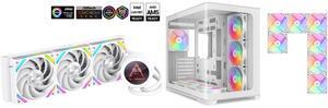 SAMA Q70 White CPU Liquid Cooler, 360MM Liquid Water AIO CPU Cooler with 2.8" LCD Display, Magnetic Detachable, XT120 Modular Fans LCP Blade, Bonus Stands, 115X, 2011, 1200, 1700, AM4, AM5 AIO Cooler SAMA V60 PC Case, Mid-Tower Computer Cas