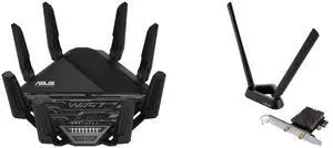 ASUS RT-BE96U BE19000 802.11BE Tri-Band Performance WiFi 7 Extendable Router with 6GHz support, Dual 10G Port, 320Mhz, lifetime internet security , *MLO, AiMesh Support ASUS PCE-BE92BT WiFi 7 PCI-E Adapter