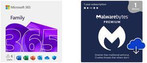 Microsoft 365 Family | 12-Month Subscription, up to 6 people | Premium Office Apps - now with Copilot | 1TB OneDrive cloud storage | PC/Mac Download Malwarebytes Premium - 1 -Device / 1 Year - Download