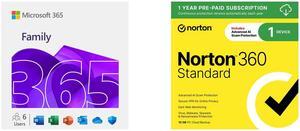 Microsoft 365 Family | 12-Month Subscription, up to 6 people | Premium Office Apps - now with Copilot | 1TB OneDrive cloud storage | PC/Mac Download NEWEGG EXCLUSIVE Norton 360 Standard 2025, Antivirus software for 1 Device with Auto-Renewa