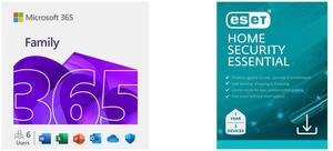 Microsoft 365 Family | 12-Month Subscription, up to 6 people | Premium Office Apps - now with Copilot | 1TB OneDrive cloud storage | PC/Mac Download ESET Home Security Essential 2025 - 3 Devices/ 1 Year Download