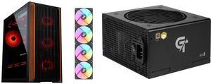 SAMA Z60 Black Genuine Walnut Wood PC Case, ATX Mid Tower, Pre-Installed 4x 140mm ARGB PWM Fans, Supports 360mm Radiator on Top, Type-C Port, Supports E-ATX/ATX/M-ATX/ITX, Full Tower Computer Case SAMA GT650BK Black 80 PLUS Gold Fully Modul