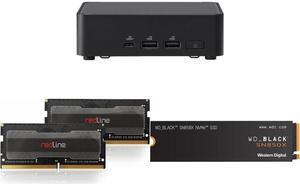 ASUS NUC 14 Pro Intel Core Ultra 5 125H RNUC14RVKU50000UI (NPU Support) Slim PC Barebone W/ 2x DDR5 SO-Dimm Slots, US cord, Single Unit - Memory and Storage Sold Separately Mushkin Enhanced Redline 32GB (2 x 16GB) 262-Pin DDR5 SO-DIMM DDR5