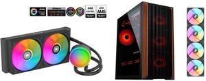 SAMA L40 CPU Liquid Cooler, 240mm AIO Cooler 4pin PWM Quiet Fans - FDB Bearings ARGB Water Cooling, Black CPU Cooler Compatible LGA 1366/115X/2011/1200/1700 and AM4 AM5 SAMA Z60 Black Genuine Walnut Wood PC Case, ATX Mid Tower, Pre-Installe
