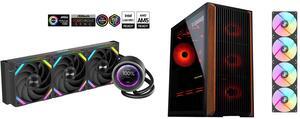 SAMA Q60 Black CPU Liquid Cooler, 360MM Liquid Water Cooling with 2.8" LCD Display & XT120 Modular Fans LCP Blade for Enhanced Cooling and Noise Reduction, Compatible 115X, 2011, 1200, 1700, AM4, AM5 SAMA Z60 Black Genuine Walnut Wood PC Ca