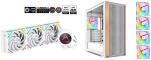 SAMA Q70 White CPU Liquid Cooler, 360MM Liquid Water AIO CPU Cooler with 2.8" LCD Display, Magnetic Detachable, XT120 Modular Fans LCP Blade, Bonus Stands, 115X, 2011, 1200, 1700, AM4, AM5 AIO Cooler SAMA Z60 White Genuine Walnut Wood PC Ca