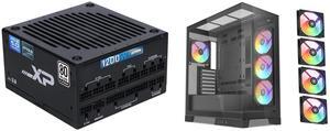 SAMA XP 1200w ATX Power Supply PSU For Gaming Computer PC Power Supply Unit - 80 Plus Platinum - ATX 3.0 & PCIe 5.0 Compliant - Fully Modular - Low Noise Intelligent ECO
Silent Fan- Japanese Capacitor SAMA V50 Black Mid Tower PC Case, 4x120