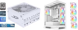 SAMA XP 1000w ATX Power Supply PSU For Gaming Computer PC Power Supply Unit White - 80 Plus Platinum Gold - ATX 3.0 & PCIe 5.0 Compliant - Fully Modular - Low Noise Intelligent ECO
Silent Fan SAMA V50 White Mid Tower PC Case, 4x120mm ARGB P