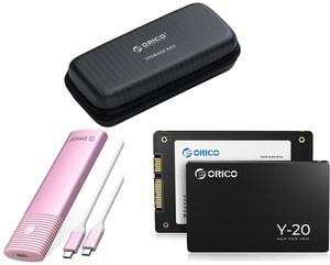 ORICO M.2 Hard Drive Case Portable HDD Storage Protection Bag for External M.2 SSD /USB Cable /U Disk Large Capacity ORICO M.2 NVMe and SATA SSD Enclosure USB 3.2 Gen 2 Protocols 10Gbps NVMe, 5Gbps SATA PCIe M-Key (B+M Key) Built-in Metal H