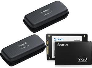 2 x ORICO M.2 Hard Drive Case Portable HDD Storage Protection Bag for External M.2 SSD /USB Cable /U Disk Large Capacity ORICO 2TB 2.5" Internal Solid State Drive SSD-Y20 SATA III 3D NAND Flash SSD, Read up to 500MB/s,for Upgrade PC or Lapt