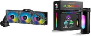 ARCTIC Liquid Freezer II 420 A-RGB Multi-Compatible All-in-one CPU AIO Water Cooler with A-RGB - Black ACFRE00109A AAAwave AURAWAVE GPU Support Bracket, Anti-Sag Video Card Holder, Adjustable Height GPU Bracket with Magnet Base, 5V 3PIN ARG