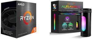 AMD Ryzen 5 5600 - Ryzen 5 5000 Series Vermeer (Zen 3) 6-Core 3.5 GHz Socket AM4 65W None Integrated Graphics Desktop CPU Processor - 100-100000927BOX AAAwave AURAWAVE GPU Support Bracket, Anti-Sag Video Card Holder, Adjustable Height GPU B