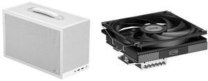 PCCOOLER CPS K101 MESH PC Case, Portable Desktop Mini ITX Case, Four-side SPCC Mesh Panel, 3 x 12015 Fans Pre-installed, Clip-on Quick Release Side Panel, White (PCIe Riser Cable Not Included) PCCOOLER CPS RC600-67 Low Profile CPU Air Coole