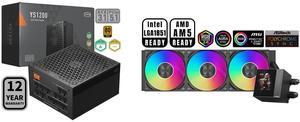 PCCOOLER CPS YS1200 Fully Modular Power Supply, 80 PLUS Gold 1200W PSU, 12V-2x6 Cable, ATX 3.1 & PCIe 5.1 Ready, 105°C Rated Japanese Capacitors, ECO Mode, 135mm FDB Fan, 12 Years Warranty PCCOOLER CPS DC360 Pro ARGB Display AIO CPU Liquid