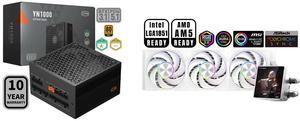 PCCOOLER CPS YN1000 Fully Modular Power Supply, 80 PLUS Gold 1000W PSU, 12V-2x6 Cable, ATX 3.1 & PCIe 5.1 Ready, 105°C Rated Japanese Capacitors, ECO Mode, 135mm FDB Fan, 10 Years Warranty PCCOOLER CPS DT360 ARGB Display AIO CPU Liquid Cool