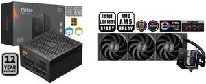 PCCOOLER CPS YS1000 Fully Modular Power Supply, 80 PLUS Gold 1000W PSU, 12V-2x6 Cable, ATX 3.1 & PCIe 5.1 Ready, 105°C Rated Japanese Capacitors, ECO Mode, 135mm FDB Fan, 12 Years Warranty PCCOOLER CPS DS360 AIO CPU Liquid Cooler, 360mm Rad