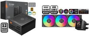 PCCOOLER CPS YS1000 Fully Modular Power Supply, 80 PLUS Gold 1000W PSU, 12V-2x6 Cable, ATX 3.1 & PCIe 5.1 Ready, 105°C Rated Japanese Capacitors, ECO Mode, 135mm FDB Fan, 12 Years Warranty PCCOOLER CPS DC360 Pro ARGB Display AIO CPU Liquid