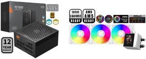 PCCOOLER CPS YS1000 Fully Modular Power Supply, 80 PLUS Gold 1000W PSU, 12V-2x6 Cable, ATX 3.1 & PCIe 5.1 Ready, 105°C Rated Japanese Capacitors, ECO Mode, 135mm FDB Fan, 12 Years Warranty PCCOOLER CPS DC360 Pro ARGB Display AIO CPU Liquid
