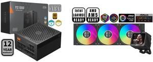 PCCOOLER CPS YS1000 Fully Modular Power Supply, 80 PLUS Gold 1000W PSU, 12V-2x6 Cable, ATX 3.1 & PCIe 5.1 Ready, 105°C Rated Japanese Capacitors, ECO Mode, 135mm FDB Fan, 12 Years Warranty PCCOOLER CPS GT360 ARGB Display AIO CPU Liquid Cool