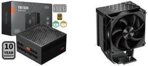 PCCOOLER CPS YN1000 Fully Modular Power Supply, 80 PLUS Gold 1000W PSU, 12V-2x6 Cable, ATX 3.1 & PCIe 5.1 Ready, 105°C Rated Japanese Capacitors, ECO Mode, 135mm FDB Fan, 10 Years Warranty PCCOOLER CPS R400 CPU Air Cooler, 4 Direct Contact