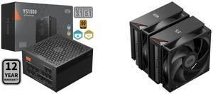PCCOOLER CPS YS1000 Fully Modular Power Supply, 80 PLUS Gold 1000W PSU, 12V-2x6 Cable, ATX 3.1 & PCIe 5.1 Ready, 105°C Rated Japanese Capacitors, ECO Mode, 135mm FDB Fan, 12 Years Warranty PCCOOLER CPS RT620 Digital BK Dual Tower CPU Air Co