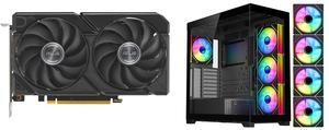 GPU Computer Case Combo -  ASUS DUAL-RX9060XT-8G Bundle with  DIYPC Vanguard-F2-BK