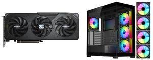 GPU Computer Case Combo -  GIGABYTE GV-R9060XTGAMING OC-8GD Bundle with  DIYPC Vanguard-F2-BK