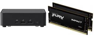 ASUS NUC 14 Pro RNUC14RVKU70000UI slim Barebone kit (mini PC)with Intel 14th Gen Core Ultra 7 155H, Dual Storage Design, Thunderbolt™ 4, Wi-Fi 6E & Bluetooth 5.3 - Memory and Storage Sold Separately Kingston FURY Impact 32GB (2 x 16GB) 262-