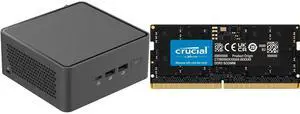 ASUS NUC 15 Pro Tall Barebone Kit Mini PC with Intel Series 2 Core 7 240H, 2x DDR5 SO-Dimm Slots, Dual Storage Design, Thunderbolt™ 4, Wi-Fi 7,  Blue tooth 5.4 - Memory and Storage Sold Separately Crucial 16GB 262-Pin DDR5 SO-DIMM DDR5 5600