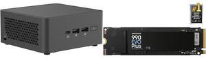 ASUS NUC 15 Pro RNUC15CRHC50000U Black Barebone System w/ Intel Ultra 5 210H CPU, 2x DDR5 SO-Dimm Slots, WiFi 7,US cord, Single Unit - Memory and Storage Sold Separately SAMSUNG 990 EVO PLUS SSD 1TB, PCIe Gen 4x4 | Gen 5x2 M.2 2280, Speeds