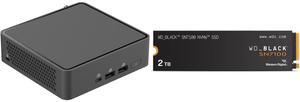 ASUS NUC 15 Pro Slim Barebone Kit Mini PC with Intel Series 2 Core 5 210H, 2x DDR5 SO-Dimm Slots, Dual Storage Design, Thunderbolt™ 4, Wi-Fi 7,  Blue tooth 5.4 - Memory and Storage Sold Separately WD_BLACK SN7100 M.2 2280 2TB PCI-Express 4.