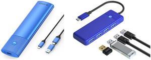 ORICO M.2 NVMe and SATA SSD Enclosure USB 3.2 Gen 2 Protocols 10Gbps NVMe, 5Gbps SATA PCIe M-Key (B+M Key) Built-in Metal Heat Sink with C to A/C 2-in-1 Cable Blue ORICO Type C to 4-Port USB 3.0 Hub, Ultra-Slim Data USB Hub with 3.3ft Exten