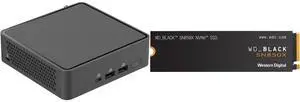 ASUS NUC 15 Pro Slim Barebone Kit Mini PC with Intel Series 2 Core 5 210H, 2x DDR5 SO-Dimm Slots, Dual Storage Design, Thunderbolt™ 4, Wi-Fi 7,  Blue tooth 5.4 - Memory and Storage Sold Separately WD_BLACK 1TB SN850X NVMe Internal Gaming SS
