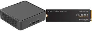 ASUS NUC 15 Pro Slim Barebone Kit Mini PC with Intel Series 2 Core 5 210H, 2x DDR5 SO-Dimm Slots, Dual Storage Design, Thunderbolt™ 4, Wi-Fi 7,  Blue tooth 5.4 - Memory and Storage Sold Separately WD_BLACK 2TB SN850X NVMe Internal Gaming SS
