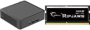 ASUS NUC 15 Pro Slim Barebone Kit Mini PC with Intel Series 2 Core 5 210H, 2x DDR5 SO-Dimm Slots, Dual Storage Design, Thunderbolt™ 4, Wi-Fi 7,  Blue tooth 5.4 - Memory and Storage Sold Separately G.SKILL Ripjaws SO-DIMM 32GB 262-Pin DDR5 S