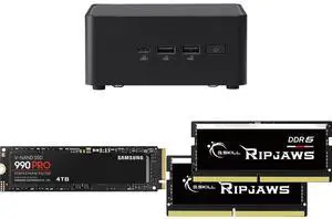 Mini-PC SSD Memory Combo -  ASUS RNUC14RVHU70000UI Bundle with  SAMSUNG MZ-V9P4T0B/AM  and G.SKILL F5-5600S4040A16GX2-RS