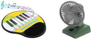 Sourcingbay Piano Keyboard Mouse Pad with Wrist Rest  Interactive Music Mat with Sound Keys  Fun Gift for Musicians & Office Desk Accessories  Battery Powered Novelty Toy Sourcingbay Retro 4 Inch Desk Fan  USB & Battery Powered Mini Oscilla