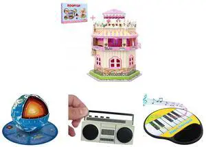 3D Puzzle Dollhouse for Kids, 3D Jigsaw Dollhouse Puzzle for Girls - Educational Paper Craft Toys for Game Xmas Birthday Easter Gifts, Easy to Assemble with LED Light - 101 Pieces Sourcingbay Educational 3D Earth Globe Puzzle Kit for Kids 8