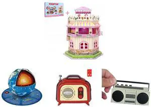 3D Puzzle Dollhouse for Kids, 3D Jigsaw Dollhouse Puzzle for Girls - Educational Paper Craft Toys for Game Xmas Birthday Easter Gifts, Easy to Assemble with LED Light - 101 Pieces Sourcingbay Educational 3D Earth Globe Puzzle Kit for Kids 8