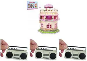 3D Puzzle Dollhouse for Kids, 3D Jigsaw Dollhouse Puzzle for Girls - Educational Paper Craft Toys for Game Xmas Birthday Easter Gifts, Easy to Assemble with LED Light - 101 Pieces 3 x Sourcingbay Ultra-Compact Wireless Mini Boom Box  Rechar