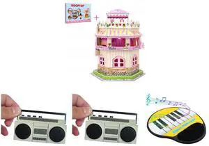 3D Puzzle Dollhouse for Kids, 3D Jigsaw Dollhouse Puzzle for Girls - Educational Paper Craft Toys for Game Xmas Birthday Easter Gifts, Easy to Assemble with LED Light - 101 Pieces 2 x Sourcingbay Ultra-Compact Wireless Mini Boom Box  Rechar