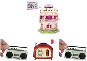 3D Puzzle Dollhouse for Kids, 3D Jigsaw Dollhouse Puzzle for Girls - Educational Paper Craft Toys for Game Xmas Birthday Easter Gifts, Easy to Assemble with LED Light - 101 Pieces 2 x Sourcingbay Ultra-Compact Wireless Mini Boom Box  Rechar
