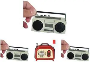 3 x Sourcingbay Ultra-Compact Wireless Mini Boom Box  Rechargeable, Portable Sound with Swivel Handle  Loud & Clear Audio, USB Charging, for Kids & Adults Sourcingbay Vintage Mini FM Radio  Portable Retro-Style Radio with Auto Scan  Classic
