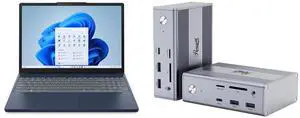 Lenovo IdeaPad Slim 3 15.3" AMD Ryzen 7 8840HS Laptop 24GB Memory 512 GB SSD AMD Radeon 780M Windows 11 Home 83KA003DUS Rosewill 14-in-1 USB C Laptop Docking Station with 100W PD Charging, 4K@144Hz Display, Triple 4K Display,10Gbps Data Tra